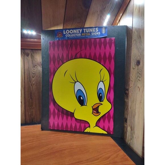 Warner Bros Looney Tunes Tweety Bird Metal Tin Wall Hanging Sign Vintage - Picture 1 of 4
